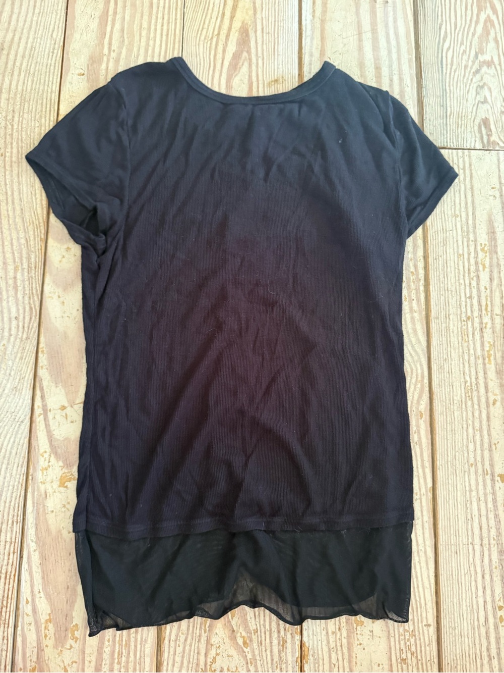 Free People Black Ribbed Layered Hem T-Shirt size m